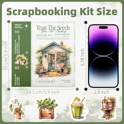 Beautiful Garden Theme Sticker Scrapbooking Supplies for Junk Journal, 50 Sheets Washi Stickers - Vintage Journaling Stickers, Ephemera Sticker Book Pre Cut(TZ-005-005)