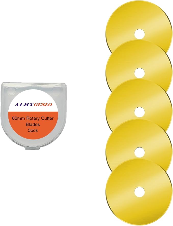 60mm Rotary Cutter Blades 5-Pack Titanium Replacement Blades Fits Fiskars, OLFA,Martelli,Dremel,Truecut,DAFA for Quilting Scrapbooking Sewing Arts & Crafts Sharp and Durable Cutter Blade for Fabric