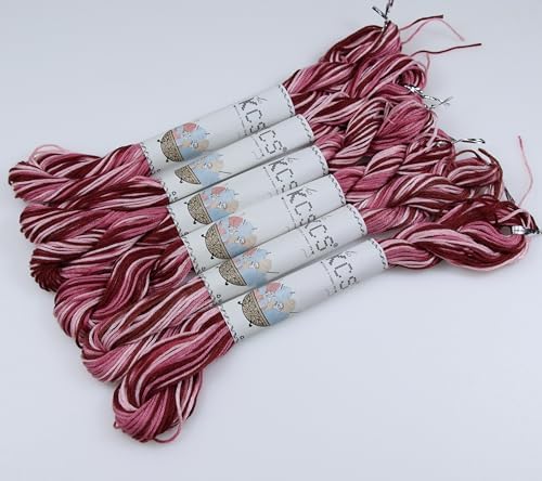 KCS Big skeins of 25 Meters Size 25 Color Variegated Cross Stitch Stranded Threads,6 skeins,99