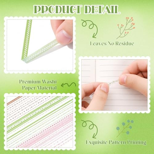 EORTA 30 Rolls Pastel Floral Washi Tape Set, Thin 5mm Skinny Masking Tape, Decorative Planner Tape for Scrapbooking, Journaling, Gift Wrapping & DIY Crafts (Soft Aesthetic Tones, 5mm)