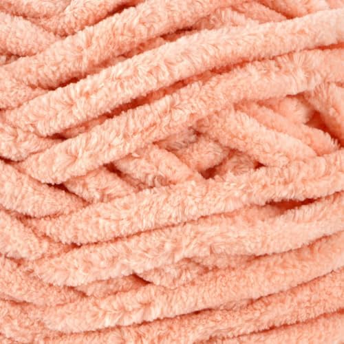 Loops & Threads Demi Purl Yarn – Super Bulky 100% Polyester, Soft Plush Chenille Yarn for Knitting & Crochet, Ideal for Blankets, Hats, Scarves & Crafts, Almost Apricot