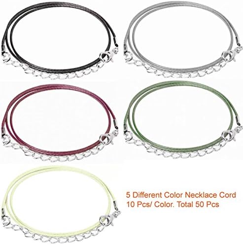 Paxcoo 50Pcs Necklace Cord with Clasp Bulk for Necklace Bracelet Jewelry Making Multicolor
