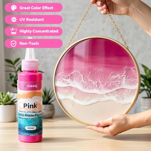 Pink Epoxy Resin Pigment Paste 3.4 fl.oz/100ml High Concentrated Resin Dye for Resin Art River Table Jewelry Making Coasters