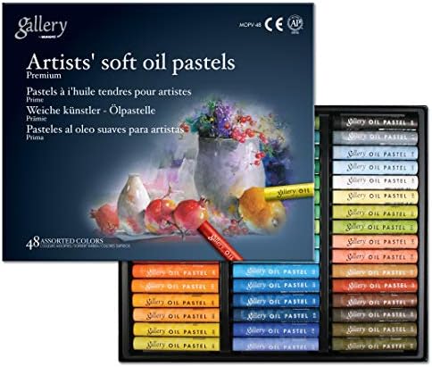 MUNGYO Gallery Artists' Soft Oil Pastels Professional, 48 Assorted Colors, Vibrant and Blendable