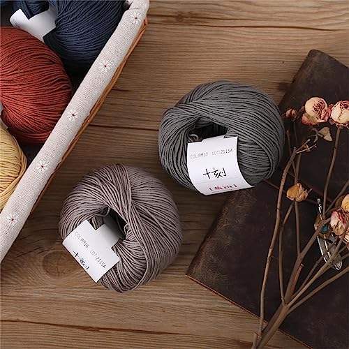 Fine Weight Knitted and Crocheted Cotton Yarn, 100% Long Staple Cotton Yarn, Baby Sports, 2 Packages of 100g/3.52oz (Per Skein 50g/162yards)-Phantom Grey