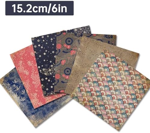Scrapbook Paper,24 Sheets 6x6 Inch Vintage Japanese Style Scrapbook Supplies,160gsm Single-Sided Decopodge Craft Paper for DIY Card Making Scrapbook Photo Album Journal Decor (Retro 1)