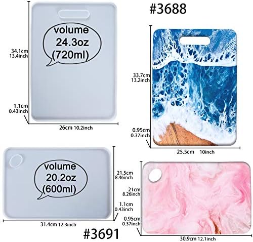 13-inch Large Cutting Board Epoxy Resin Tray Silicone Molds 2-Count