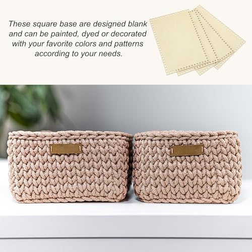 PATIKIL 8 x 12 Inch Crochet Basket Base, 4 Pcs Basket Bottoms Square Wood Base Shaper Bag Making Supplies Weaving Knitting Kit for Crochet Shoulder Bag Handbag Purse Craft