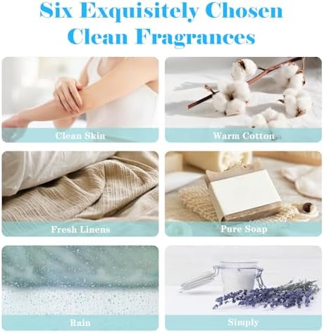 AmaKane Fragrance Oils Clean Set, 6 Soap Making Scents, Fragrance Oil for Candle Making, Essential Oils for Diffusers for Home for Laundry, Fresh Linen, Clean Skin, Warm Cotton and More