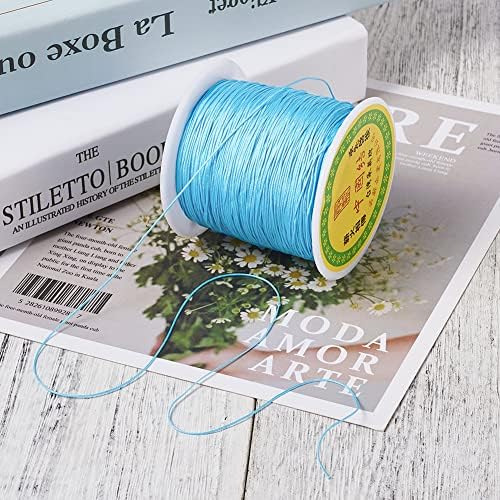 150 Yards 0.5mm Braided Nylon Thread Chinese Knotting Cord Bracelet Beading String Macrame Cord Rope for Necklace Bracelet Jewelry Craft Making, Light Sky Blue