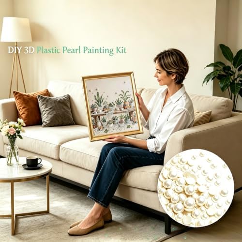 Succulent Pearl Diamond Painting Kits for Adults, Diamond Art for Plant