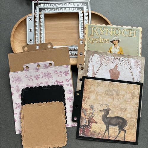 LZBRDY Vintage Charm Lace Frame Die-Cut - Carbon Steel Crafting Dies for Scrapbooking, Card Making, Greeting Cards and Journaling Supplies (Lace Square Loose Leaf 4.3 x 3.9 in)