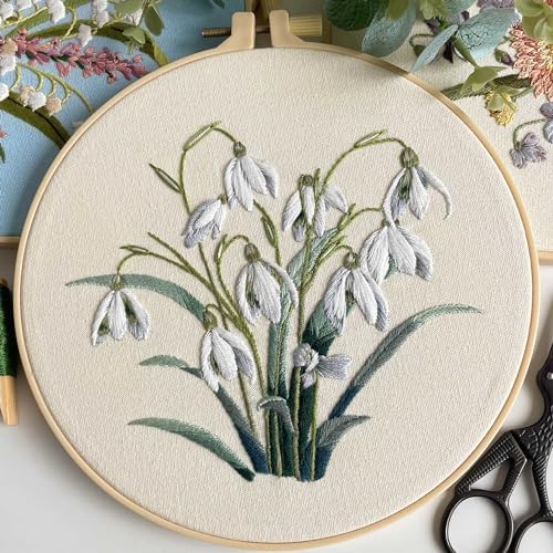 Myfelicity Embroidery kit for Adults and Beginners, Includes 3 Floral Pattern Fabrics, 3 Embroidery Hoops, Embroidery Floss and Other Tools.