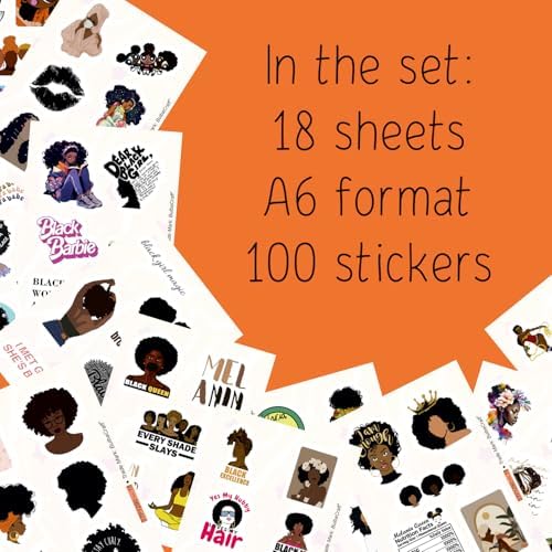 100Pcs Black Girl Stickers for Planners and Journals - Black Girl Magic Gifts, Women Vision Board Laptop Decals, Gifts for Women & Men