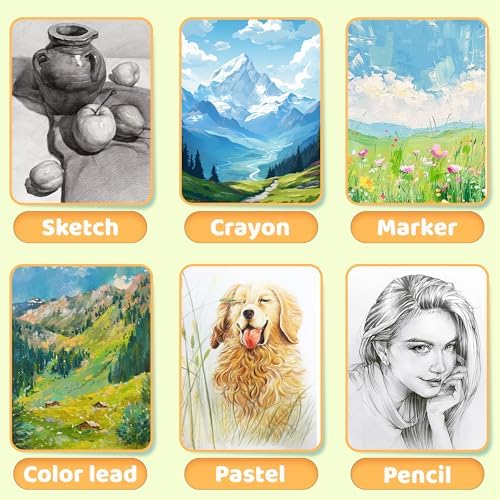 FLYING EAGLE Sketch Book, Square Hardcover Sketchbook for Kids,10x10,Yellow