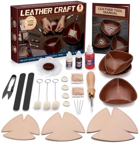 CBHGFEA Leather Crafting Kit, Vegetable Tanned Leather Tray Kit (S, M, L)