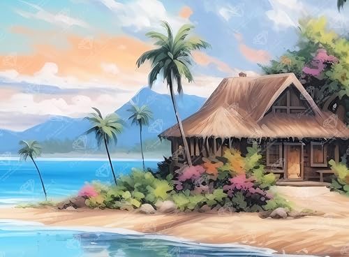 DIAMOND ART CLUB Beach Bungalow Diamond Art Kits for Adults