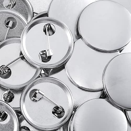 300 Pieces Blank Button Making Supplies Round Badge Parts Metal Pin Badge Kit for Button Maker Machine, Including Metal Shells Back Cover and Clear Film(1 Inch,Silver)