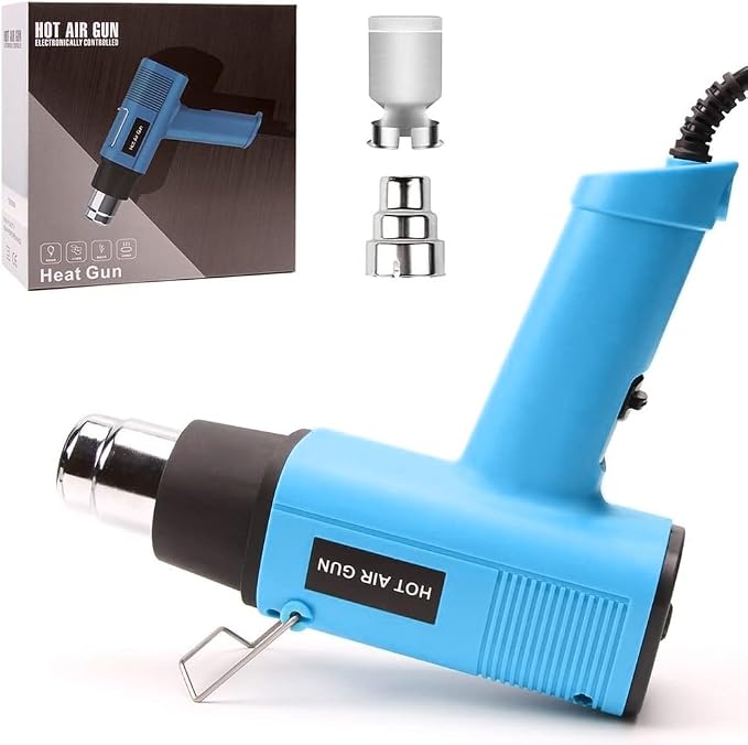 LDK Heat Gun 1200W 140℉~932℉ (60℃-500℃) Heavy Duty Hot Air Gun Kit Variable Temperature Control with 2 Temperature Settings 2 Nozzles for Crafts, Shrink Wrapping, Candle Making, Epoxy Resin