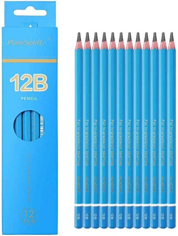 Sketch Pencils for Drawing 12B, 12pcs Softest and Darkest Professional Graphite Pencils, Art Drawing Pencils for Shading for Artists & Beginners