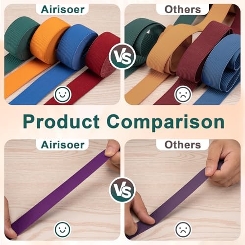 Airisoer Elastic Bands for Sewing 12 Rolls 1 Inch x 2.2 Yards, Dark Colors
