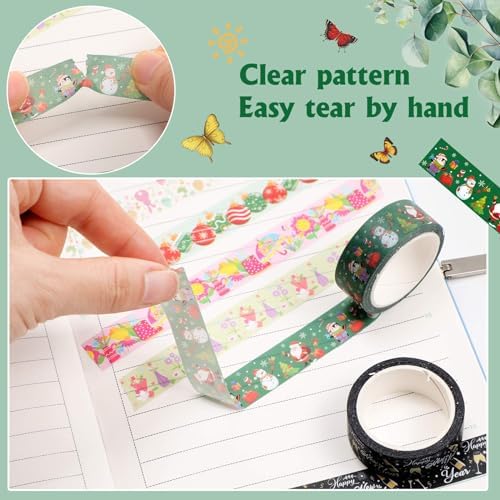TaoBary 33 Rolls Washi Tape Set, 15mm Holiday Seasonal,Festive Style