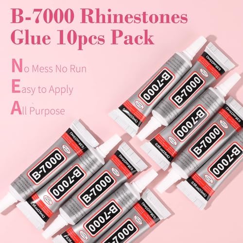 cridoz B7000 Jewelry Glue for Rhinestones,10Pack Flexible Super Glue Gel with Precision Tip Multi Function Clear Gem Glue Fabric Adhesive for Cloth Metal Stone Bead Jewelry Making Wood Glass