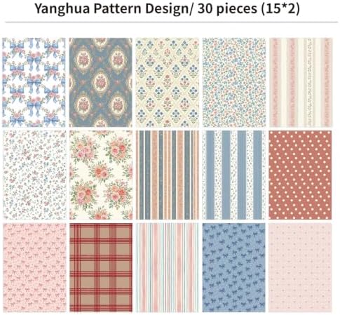 Scrapbook Paper Supplies, 30 Sheets 7.9x5.5 Inch Vintage Stripe Style Scrapbooking Supplies,Single-Sided Origami Decoupage Paper for DIY Crafts, Card Making, Art Journaling