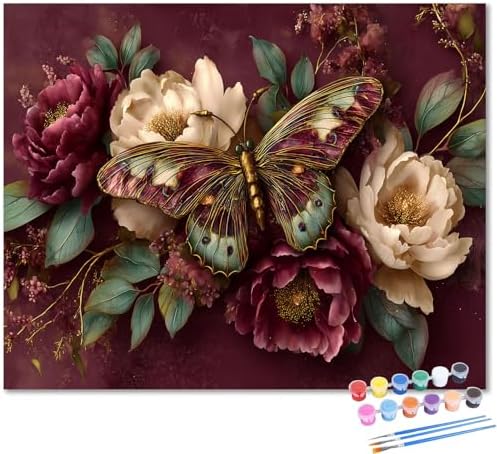 Butterfly Paint by Numbers Kit for Adults, Paint by Numbers for Adults