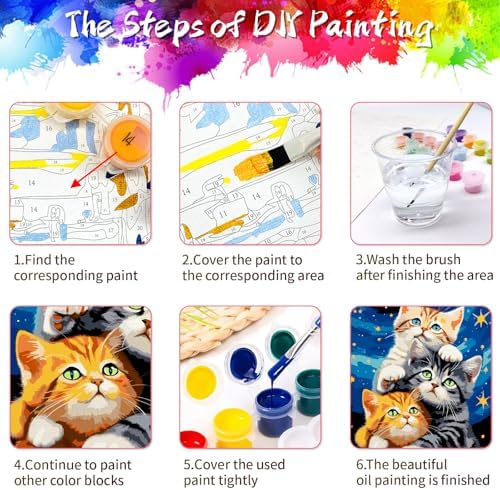 ZTOTZ Cat Paint by Numbers Kit for Adults, Animal Paint by Numbers Cats Kits, Kitten Painting by Numbers for Beginner,16x20 Canvas Set