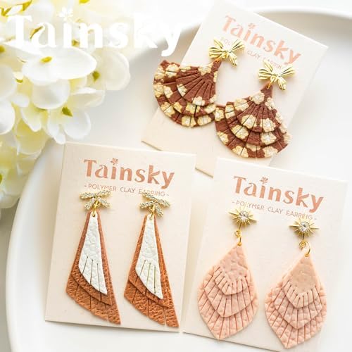 TAINSKY Leather Polymer Clay Cutters, Boho Clay Cutters, Multiple Clay Cutters for Polymer Clay Jewelry, 20 Pcs Tip Polymer Clay Cutters for Earrings