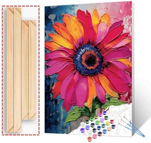 Poppy Flower DIY Paint by Numbers for Adults Kids Watercolor Paint by Numbers DIY Painting Acrylic Spring Paint by Numbers Painting Kit Home Wall Living Room Bedroom Decor （DIY Frame