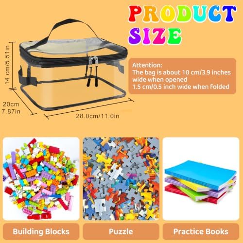 8 Packs Toy Storage Bags, Reusable Clear PVC Board Game Storage, Toy Storage Organizer Bags with Zipper for Building Blocks, Puzzle and Handmade Accessories, Clear Toiletry Bag