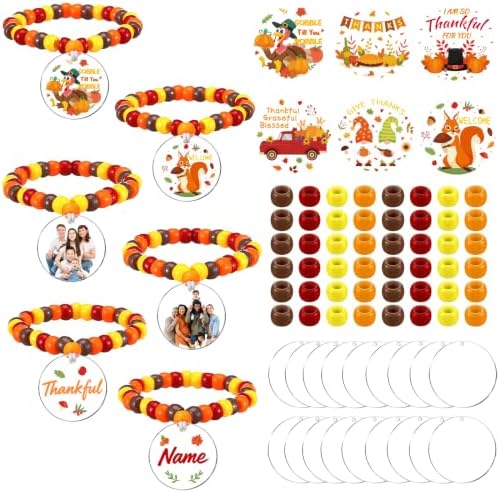 YGEINIT 24 Sets Fall Bracelet Making Kit, Thanksgiving Beads for DIY Craft
