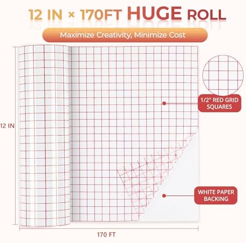 YRYM HT Transfer Tape for Vinyl, 12" x 170 FT, Medium Tack