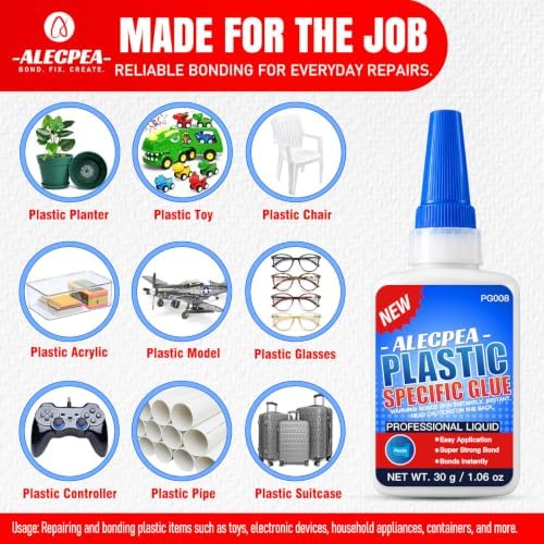 ALECPEA Plastic Glue 30g, Thin Formula for ABS, PVC, PS and Models