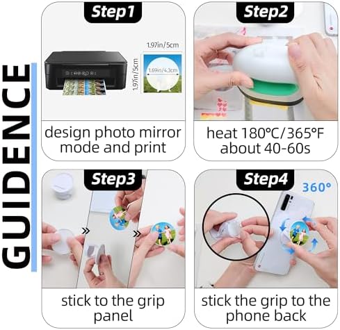 AOUXSEEM 20 Sets Phone Grip Sublimation Blanks, DIY Pop Socket Finger Ring Kickstand Accessories, PVC Material Vibrant Colors for Heat Press Project(White)