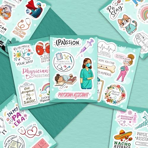 100Pcs Physician Assistant Stickers for Laptop, Water Bottle - PA Stickers - Funny Physician Assistant Gifts, Party Decoration- Medical Decals - Gift for Women & Men