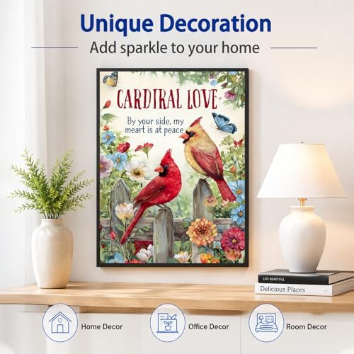 AUKELHJ Diamond Art Kits for Adults, Cardinal Diamond Painting, 12x16 Inch