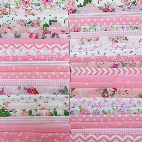 Cotton Fabric DIY Making Supplies Quilting Patchwork Fabric Fat Quarter Bundles DIY for Quilting Cotton Patchwork Cushions (42pcs Peony, 9.8" x 9.8")