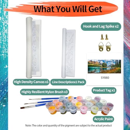 YALKIN Paint by Number for Adult Kits, DIY Landscape Lake Oil Acrylic Painting Kits for Adults Beginners on Canvas for Home Wall Decor Gifts 40x90CM/15.8x35.4in (No Frame)