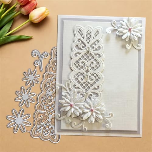 Scrapbooking Die-Cuts for Card Making, Christmas Metal Cutting Dies, Paper Craft Punch Template, Background Embossing Stencils, DIY Album Décor (Lace Flower Edge-12x7.6cm)