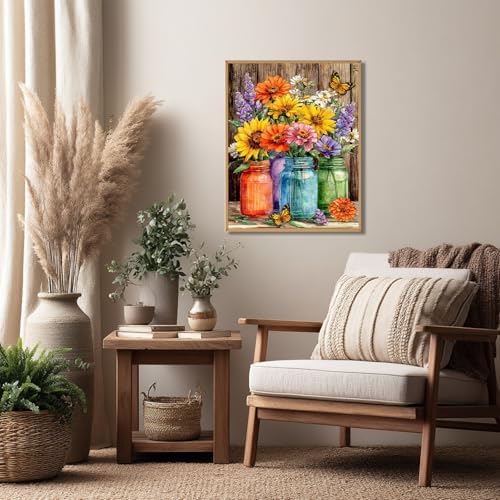 Reivworl Flowers Paint by Numbers Kit for Adults, Flowers Paint by Number for Adults Beginners, Painting by Number Kits for Gifts and Wall Decor 16x20Inch