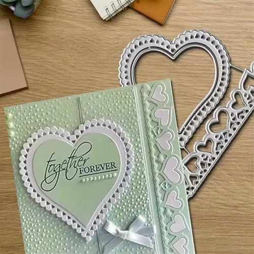 Cutting Dies Metal Stencils Scrapbooking Tools DIY Embossing Template for Paper Card Making Album Arts Crafts Supplies (Love Heart Border-10.2x12cm)