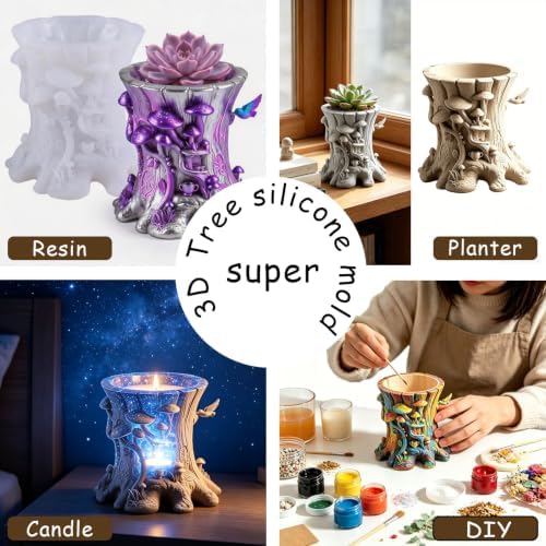 Mushroom Tree Stump Silicone Mold for Epoxy Resin Casting Crafts