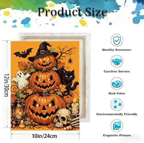 Halloween Paint by Numbers Kit for Adults-Pumpkin,with Frame 10x12In