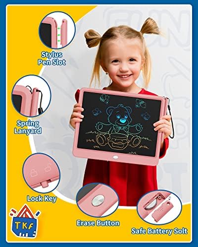 TEKFUN Toys 12" LCD Writing Tablet for Girls Ages 3–8, Cute Doodle Board Kids Love, Mess-Free Drawing Tablet for Creative Play, Great Christmas Birthday Gift for 4 5 6 7 8 Year Old Girs Pink