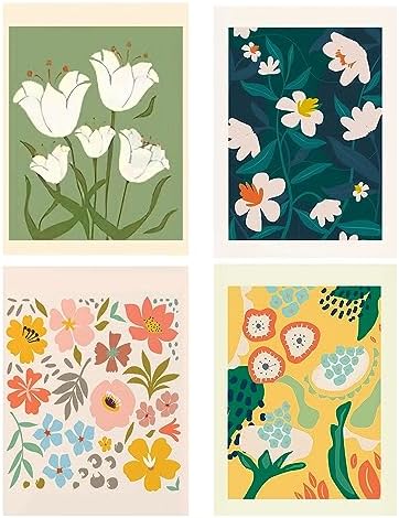Yeaqee 4Pcs Diamond Art Kits for Adult Gem Painting Kit, Floral