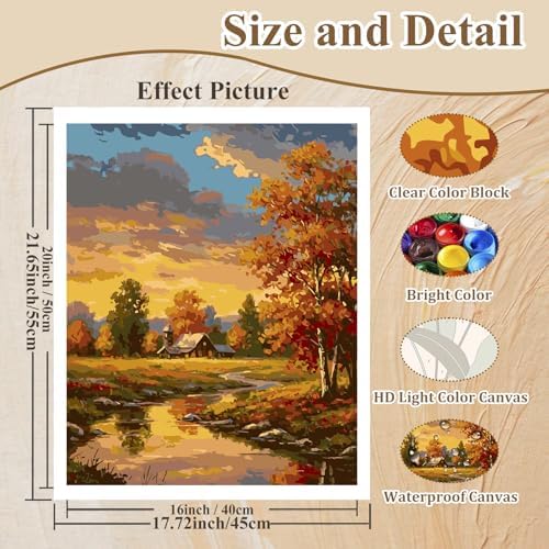 Paint by Numbers Kit for Adults Landscape, Adult Paint by Number 16x20 Inch