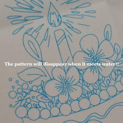Esffaci Embroidery Starter Kit for Adult Beginner with Birthday Cake Flowers Pattern Hand Embroidery Set with Cloth Hoop Needle Threader Floss and Instruction